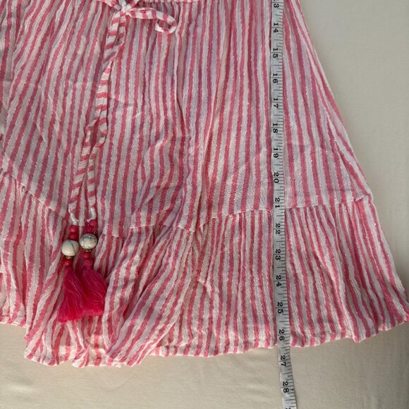 NWT Blue Island Pink White Metallic Striped Off The Shoulder Mini Dress Size S - Picture 10 of 11